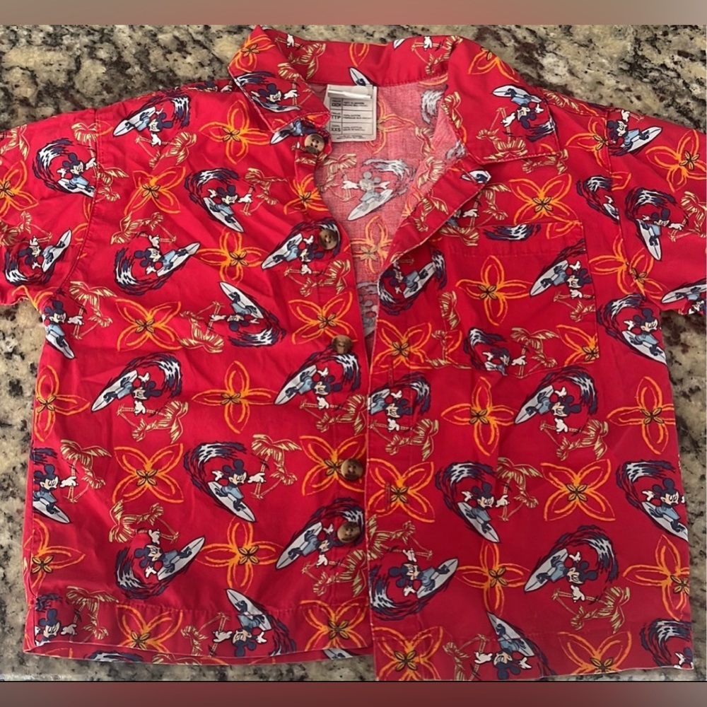 Boys XXS Disney Mickey Surfing Button Down
